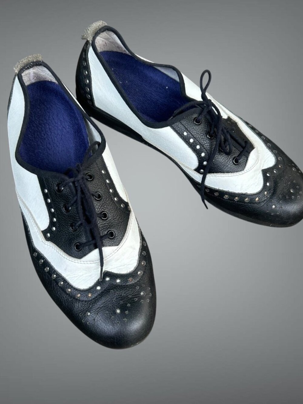 Bleyer Lindy Hop Swing Rockabilly Lace Up Dance Shoes Black and White Size 41